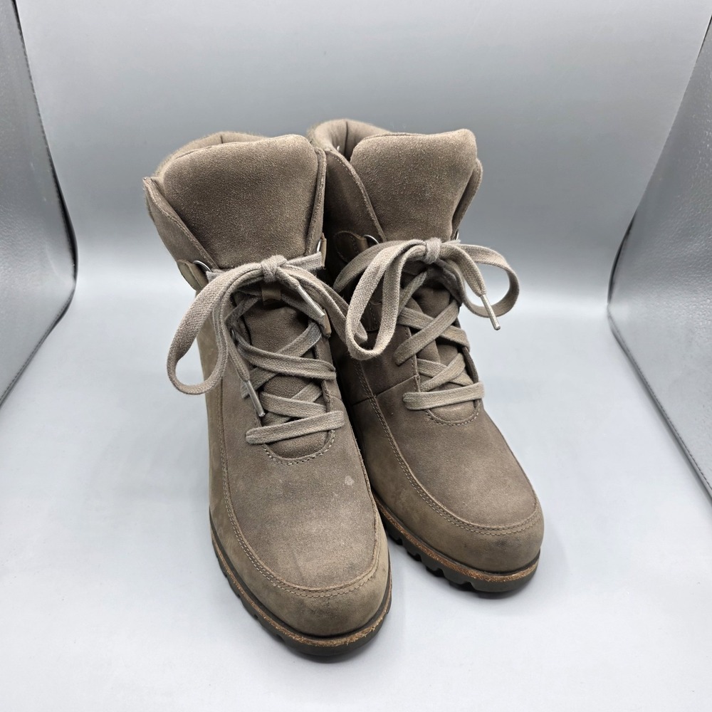 UGG Kriston Booties Womens‎ 9.5 Brown Leather Wedge Ankle Boots Waterproof